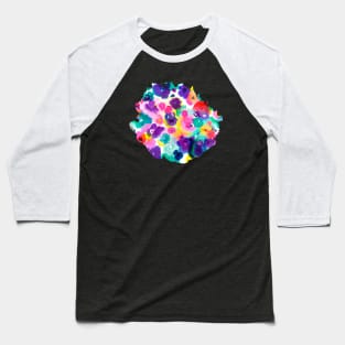 Abstract Watercolor Flowers Multi Baseball T-Shirt